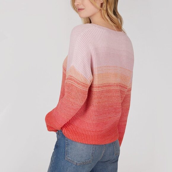 NWT 525 America pink red ombre knit cotton sweater - Picture 3 of 6